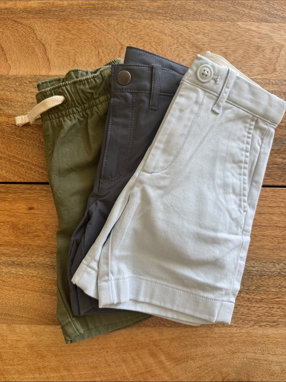 Kids Casual Shorts Set - Olive, Charcoal, Light Blue